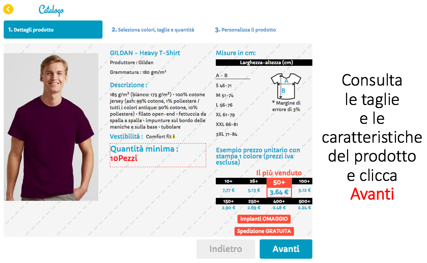 crea magliette personalizzate online, dettaglio t-shirt